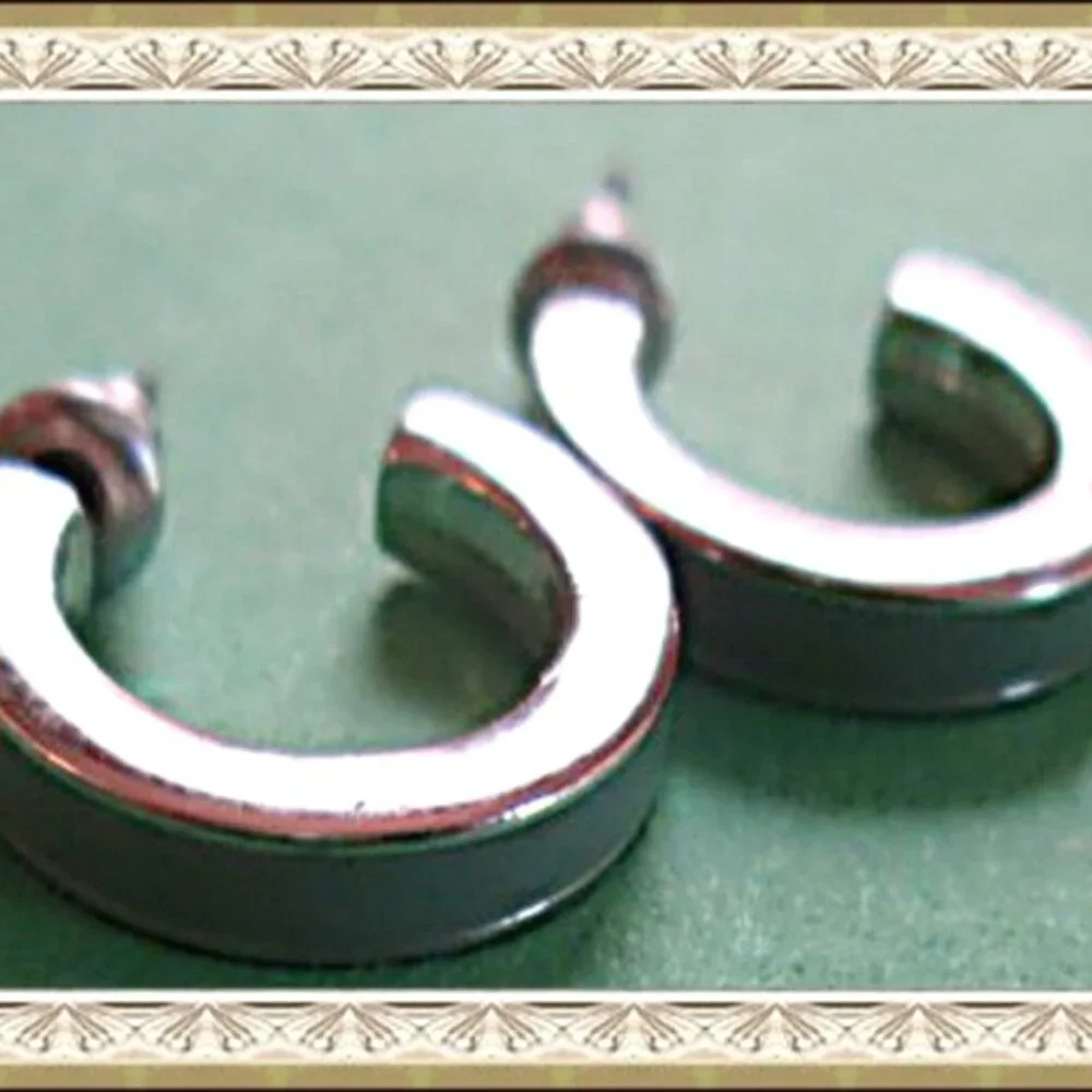 Mint Green & Silver Tone Small Hoop Design Earrings Girl/Teen Gift